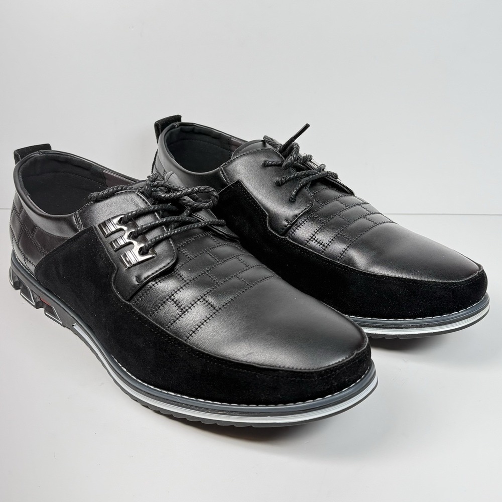 Gatsby Oxford Derby‎ Dress Shoes Black Leather Quilted Men's 15
